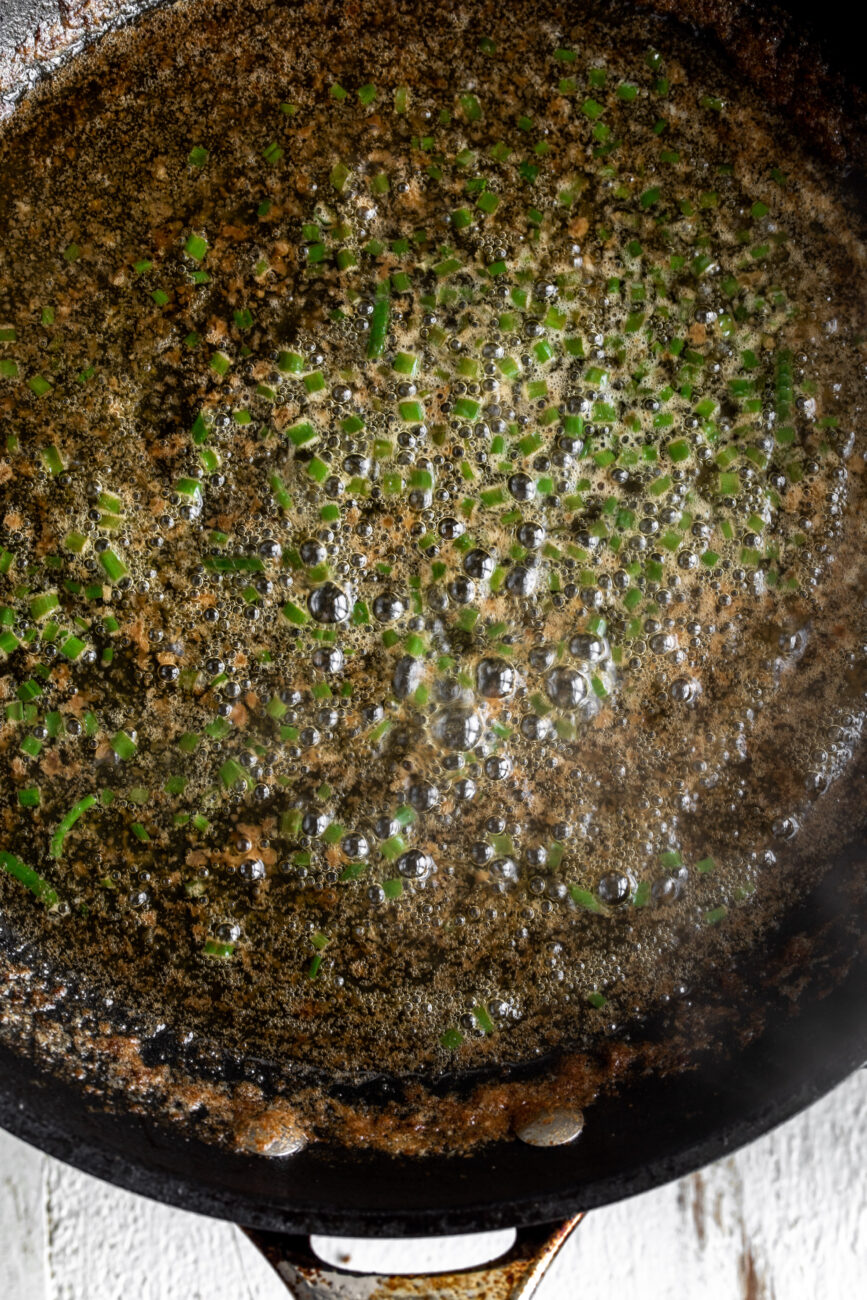 brown butter pan sauce with lemon and chives.
