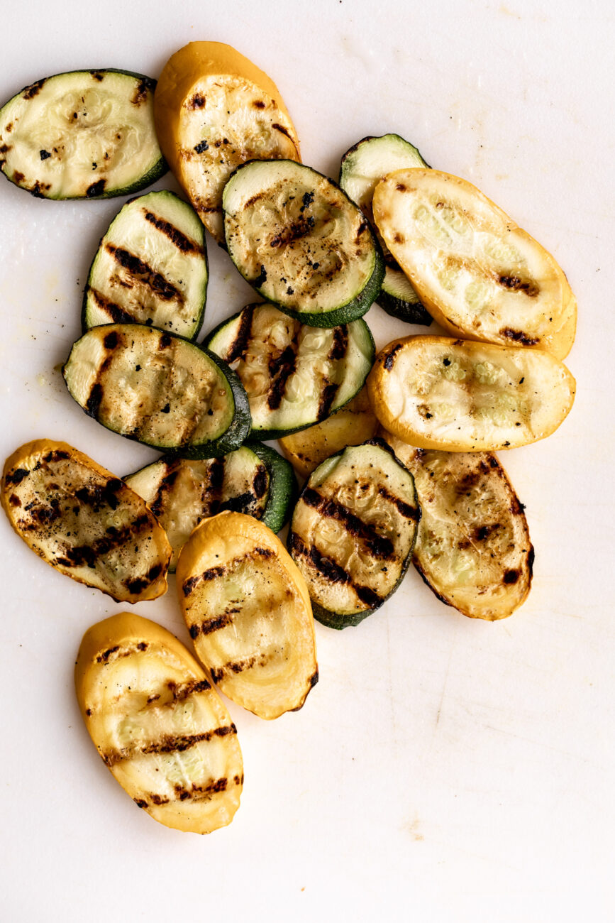grilled zucchini and yellow squash.