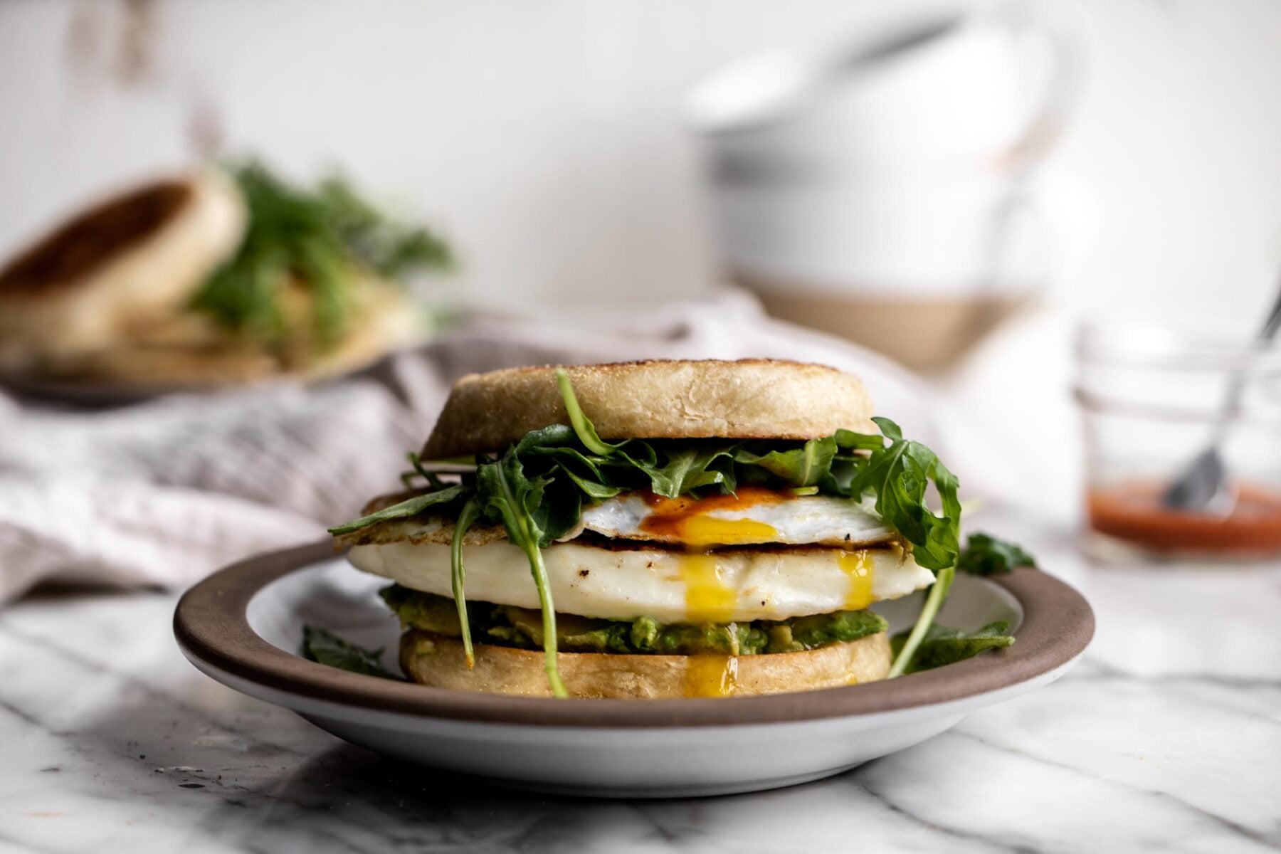 Crispy Halloumi Cheese Breakfast Sandwich.