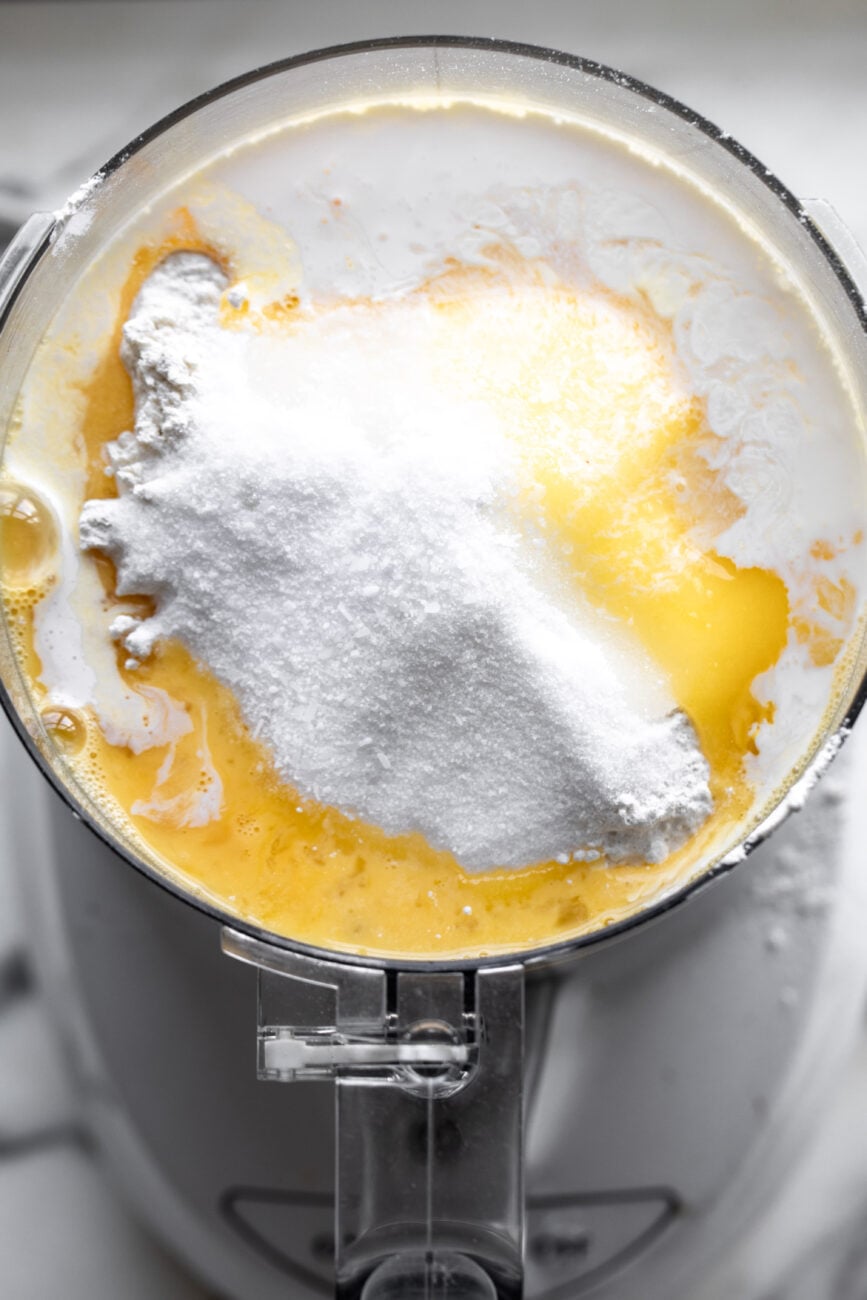 pie crust ingredients in food processor.