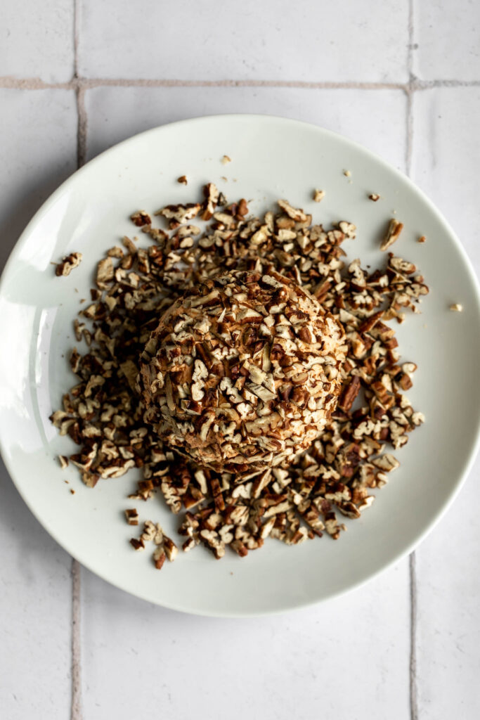 pimento cheese ball rolled in pecans