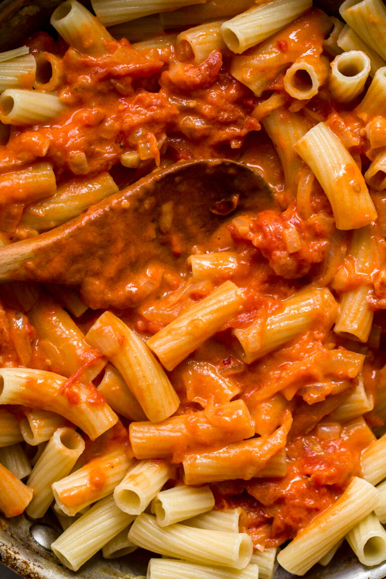 Spicy Rigatoni Cooking with Cocktail Rings