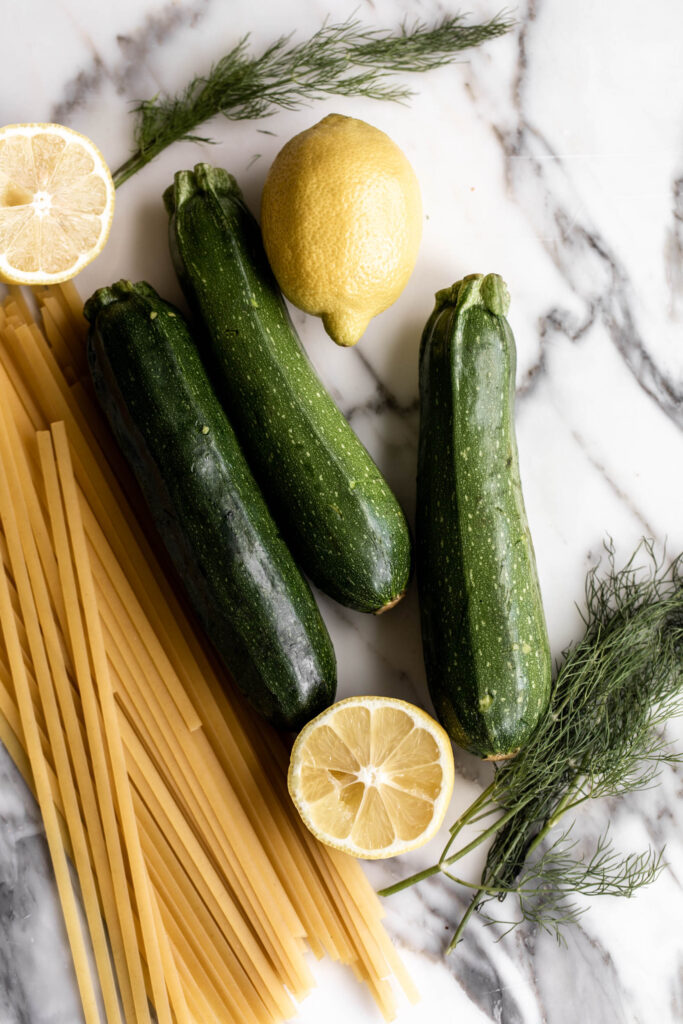 key ingredients for Zucchini and Feta Pasta Recipe
