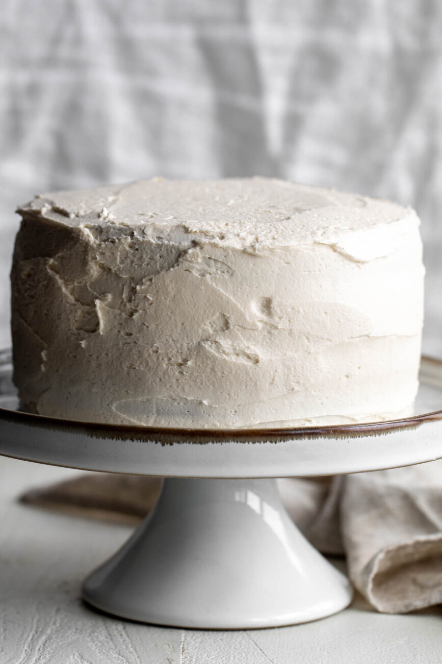 Spiced Apple Cider Cake with frosting.