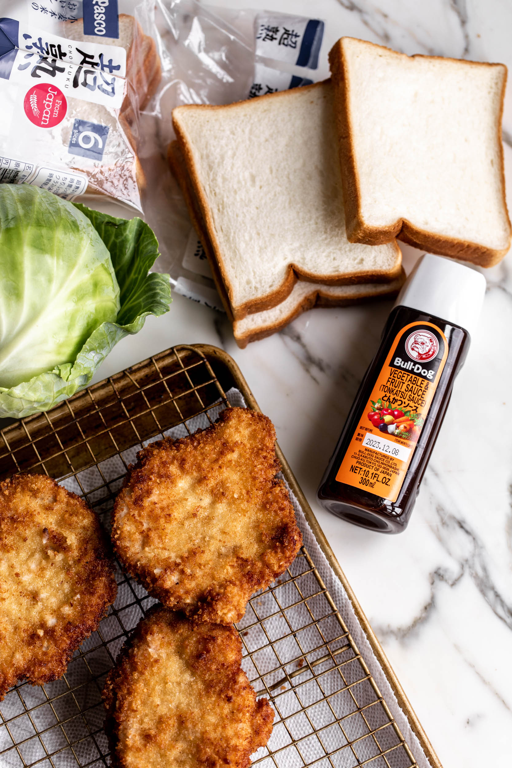 Pork Katsu Sandwich Cooking with Cocktail Rings