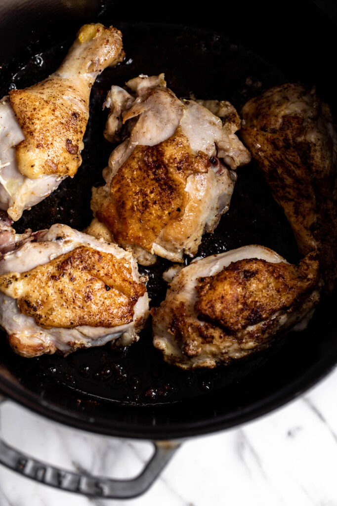 seared chicken for chicken tagine