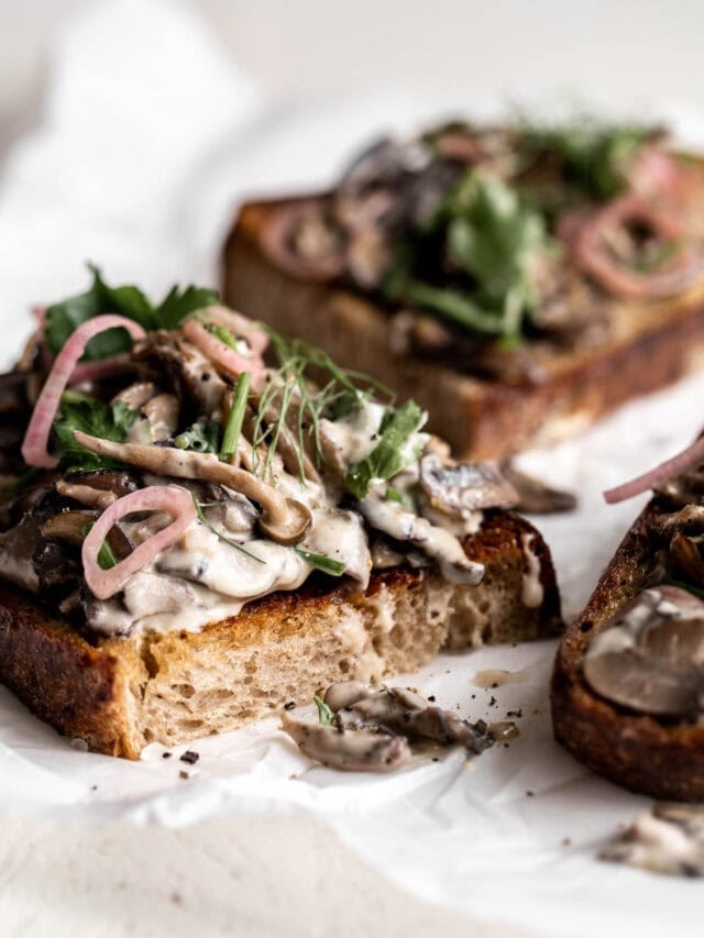 Creamy Mushroom Toast Cooking with Cocktail Rings