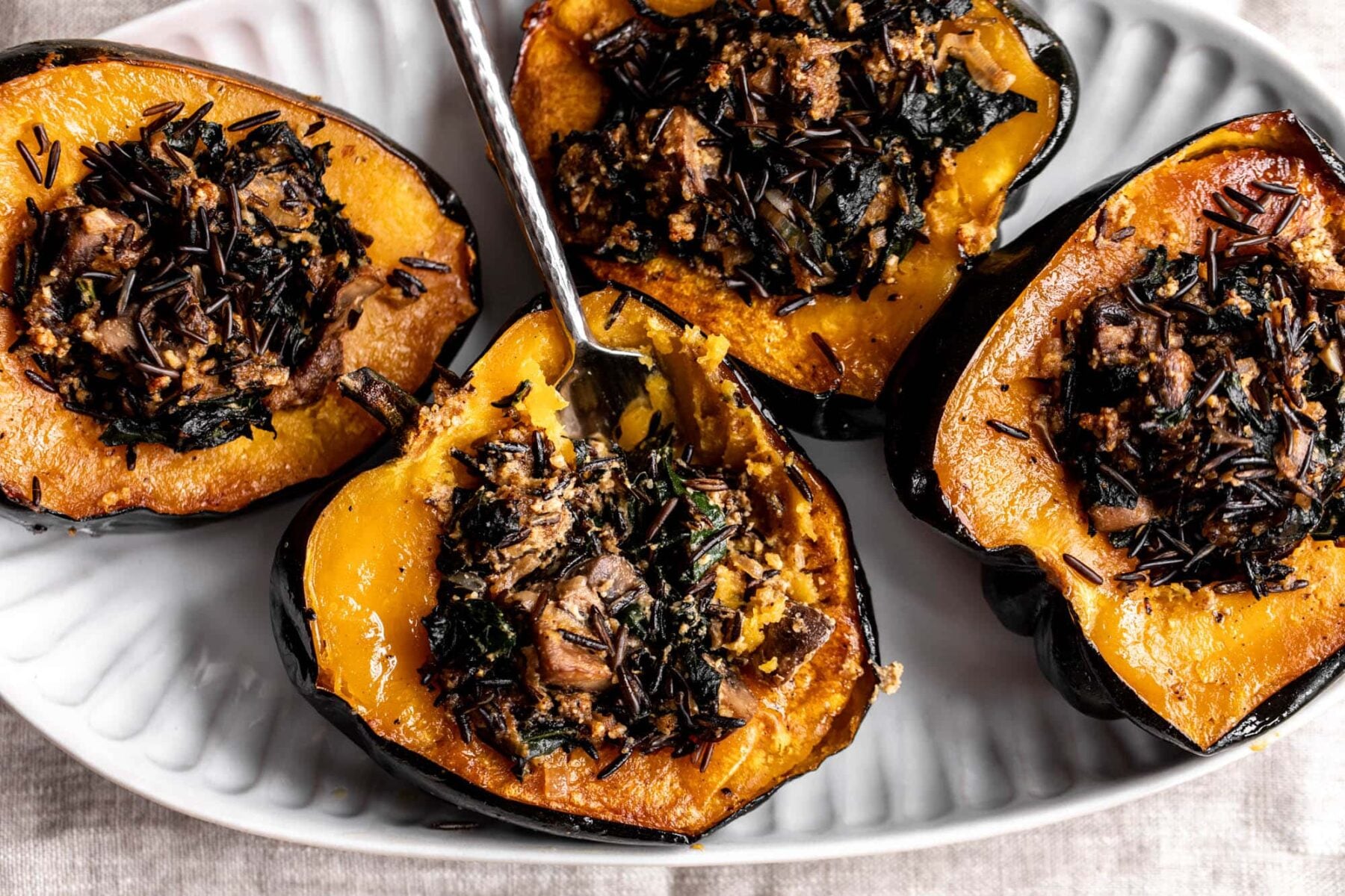 vegan rice stuffed acorn squash.