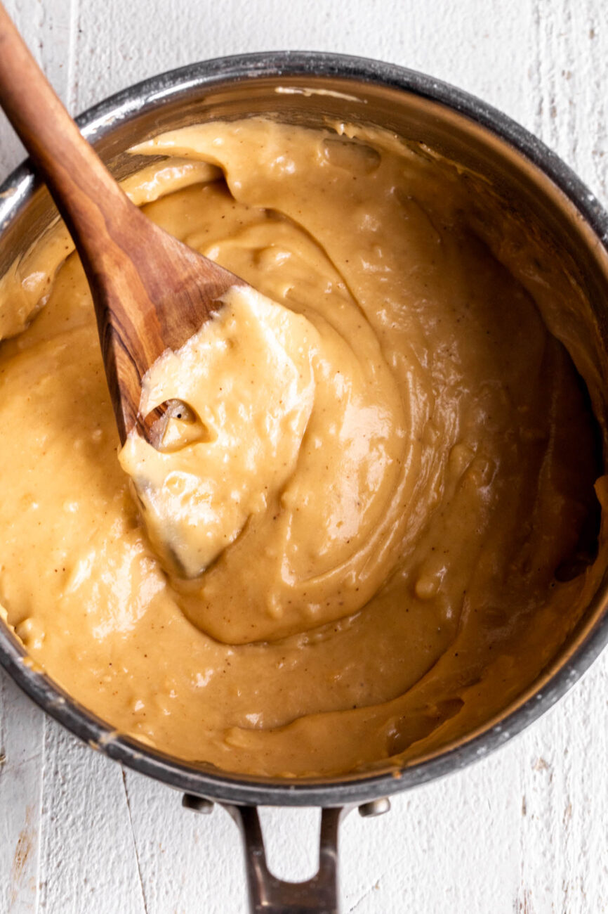 beer cheese fondue in pot.