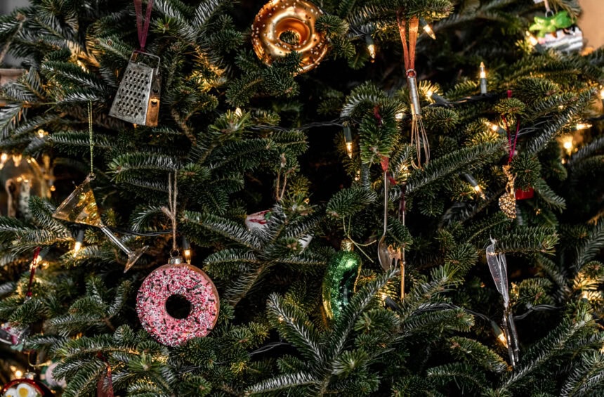 Christmas tree with ornaments.