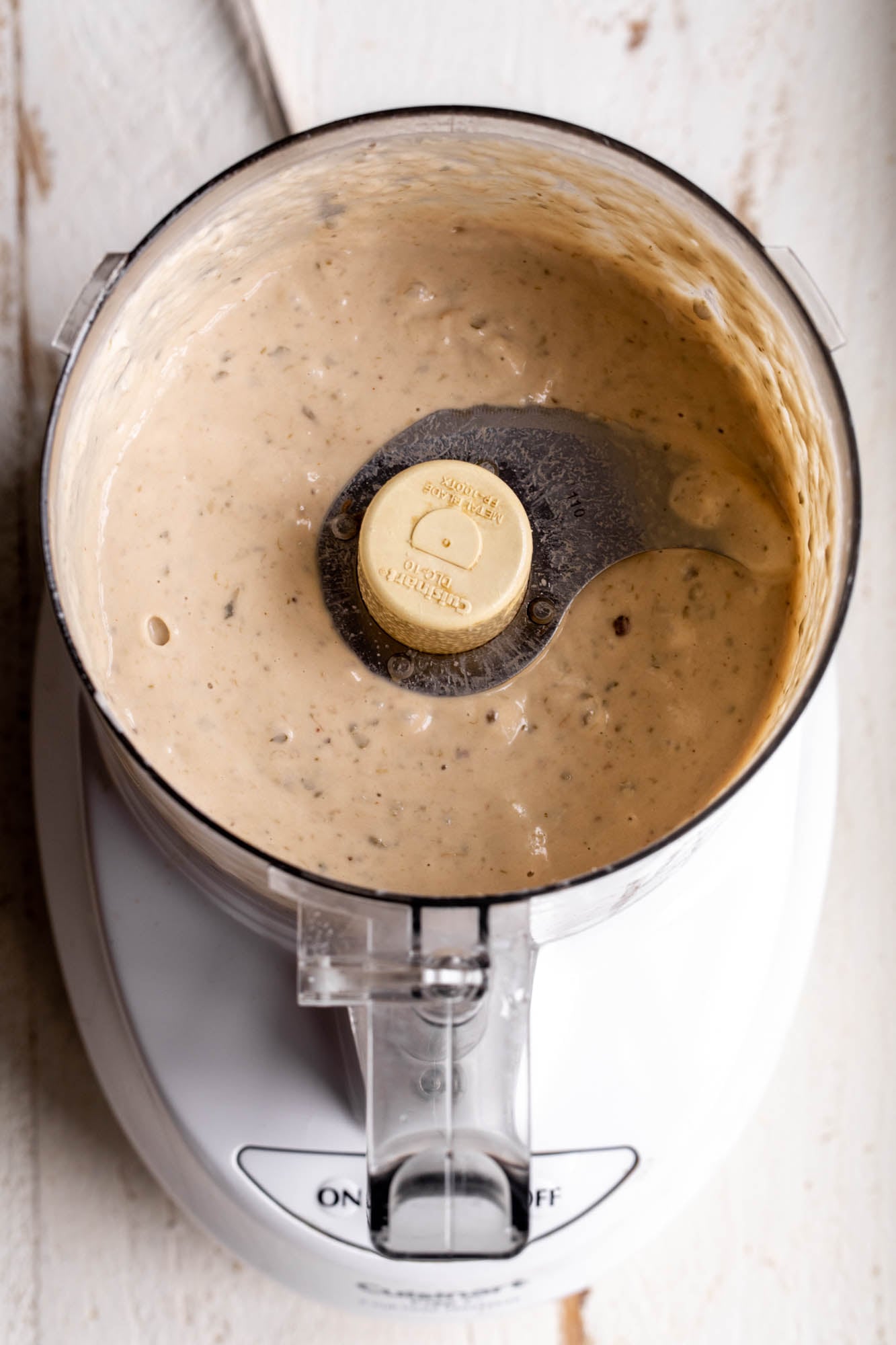 blended tonnato sauce in food processor.