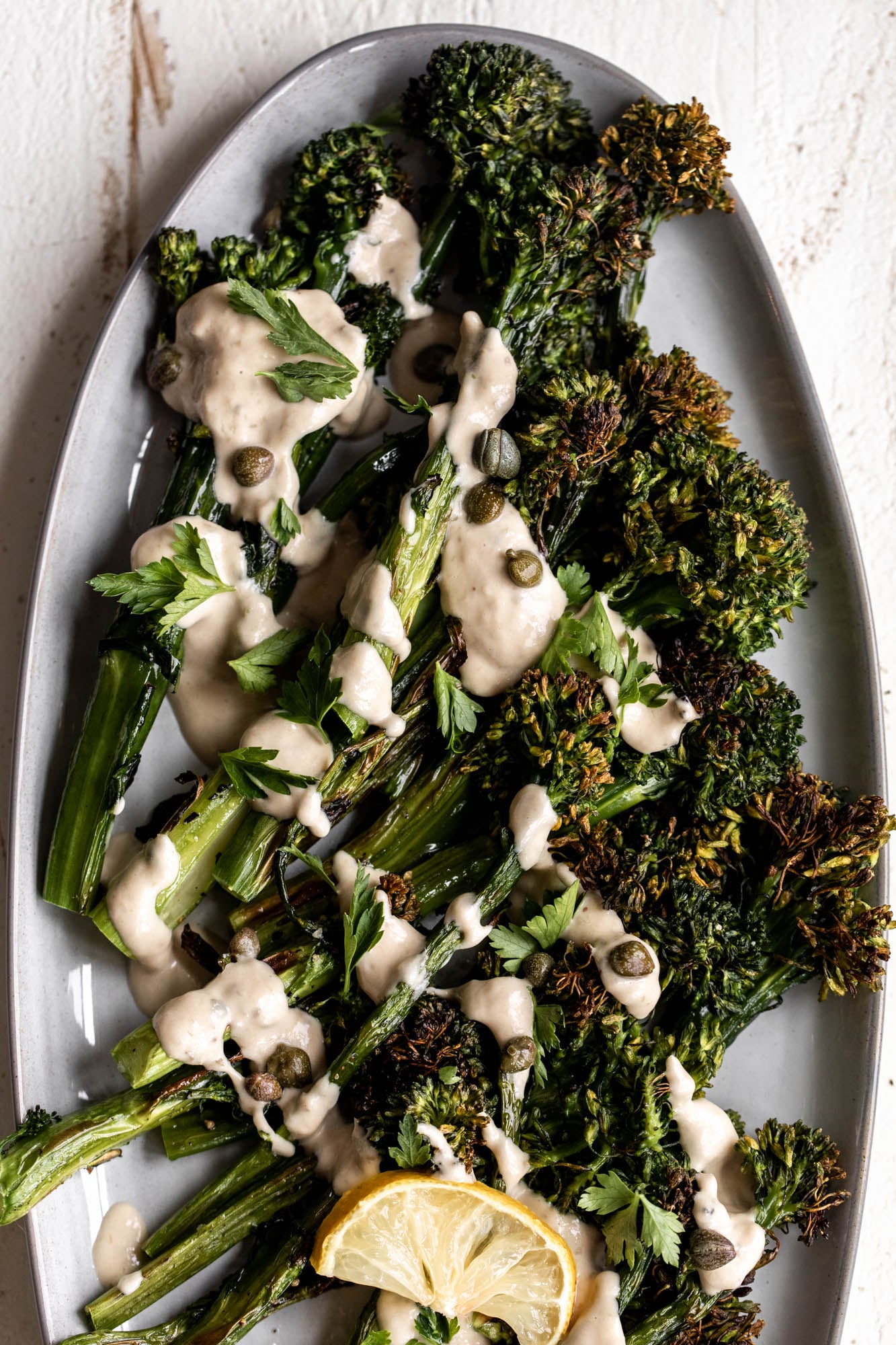 served Charred Broccolini with Tonnato Sauce.