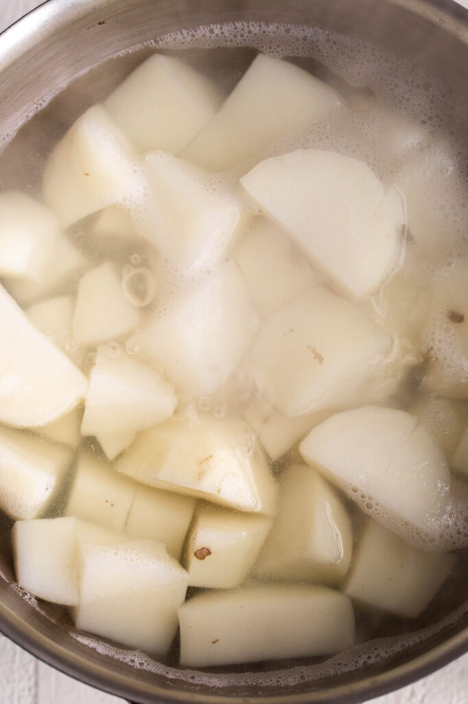 boiling potatoes for Colcannon with Kale 