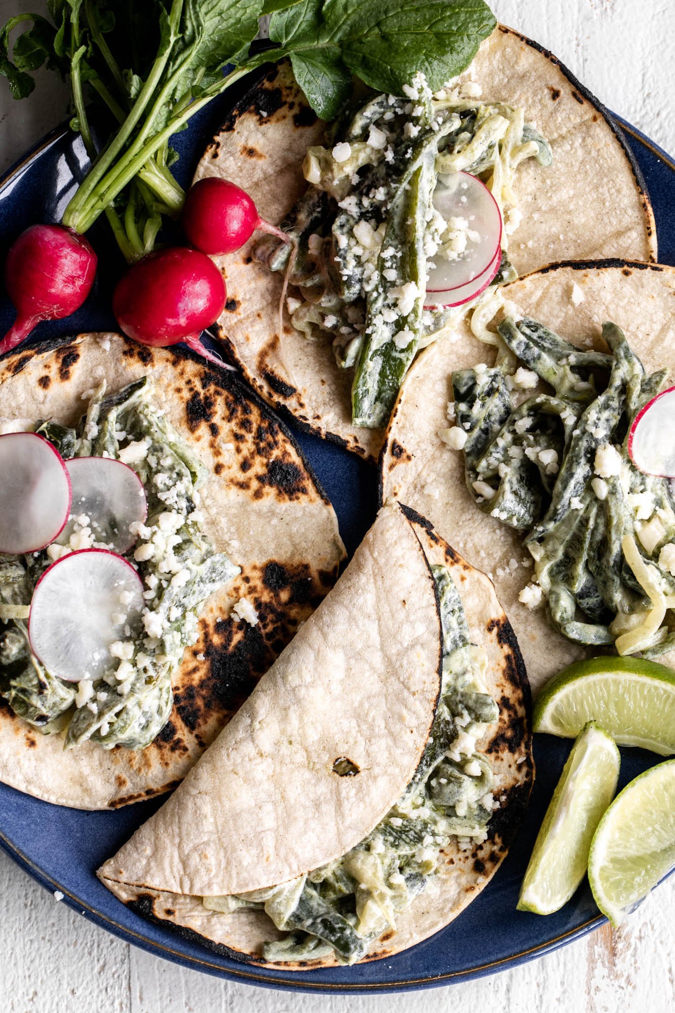 Creamy Poblano Tacos Cooking with Cocktail Rings