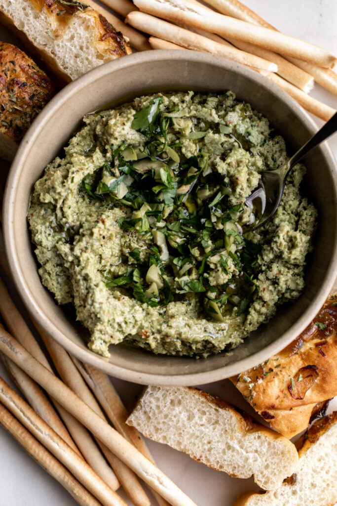 Green Olive Tapenade and bread