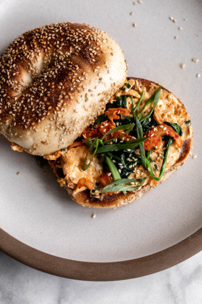 Kimchi Cream Cheese Bagel - Cooking with Cocktail Rings