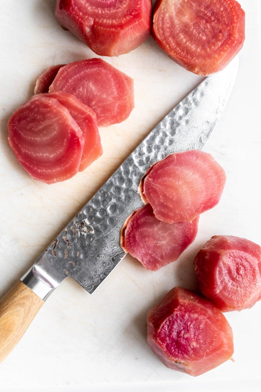 sliced roasted beets.