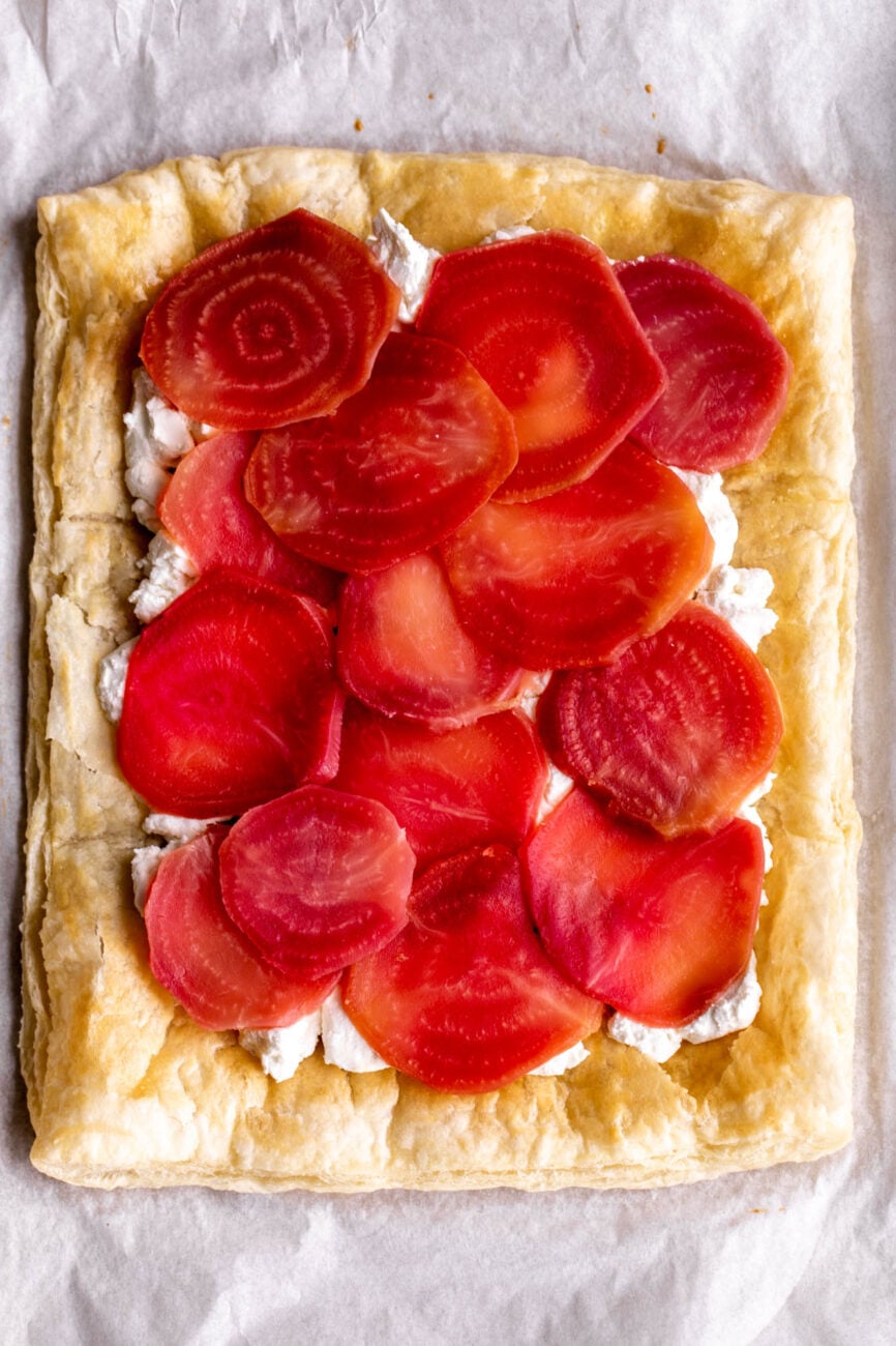 roasted beet and goat cheese tart.