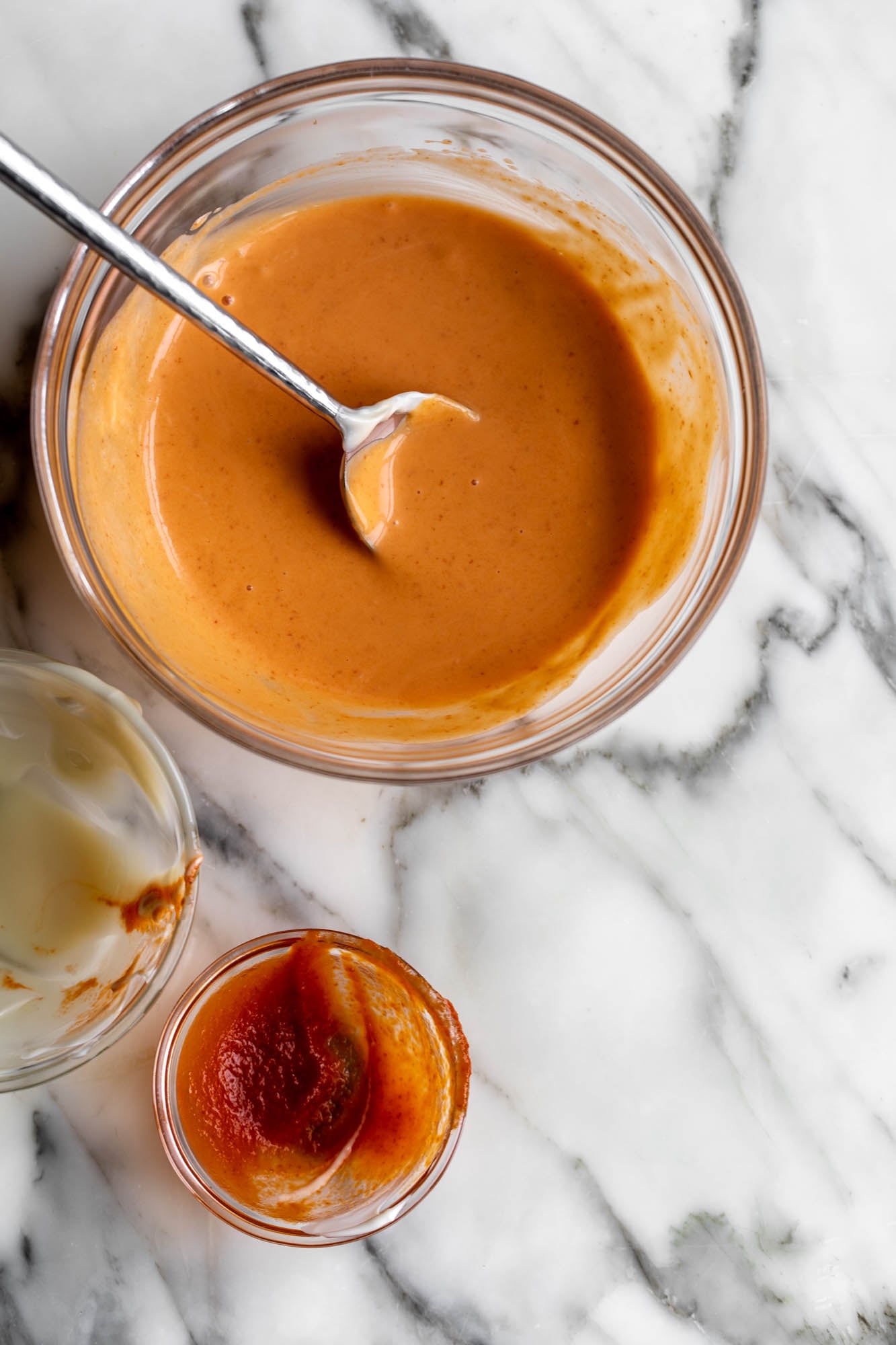 siracha mayonnaise for teriyaki salmon bowl.