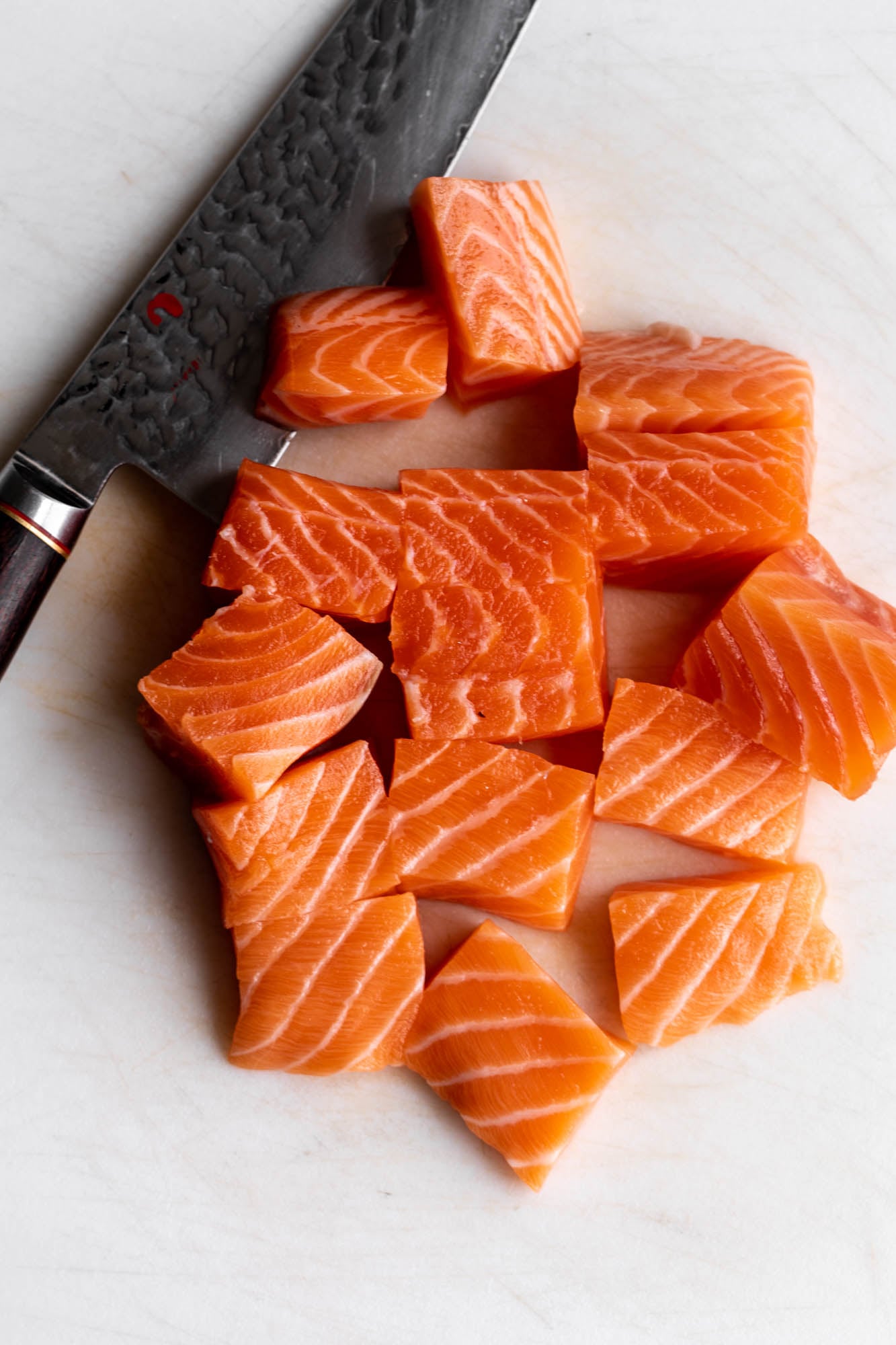 sliced salmon for teriyaki salmon bowl.