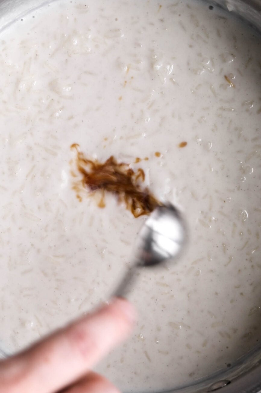 vanilla added to rice pudding.