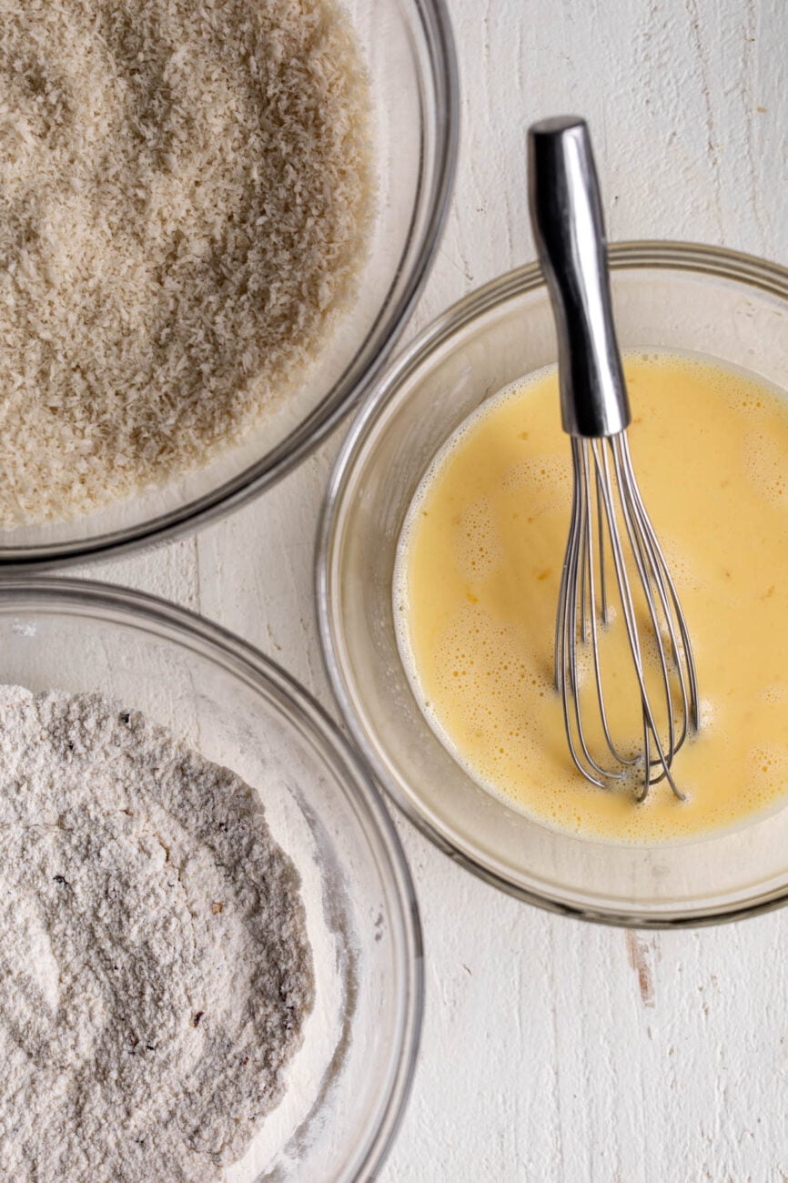 dredge for eggplant parmesan sandwich.