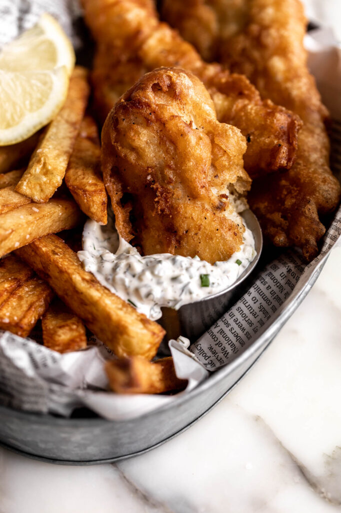 serving Fish and chips recipe