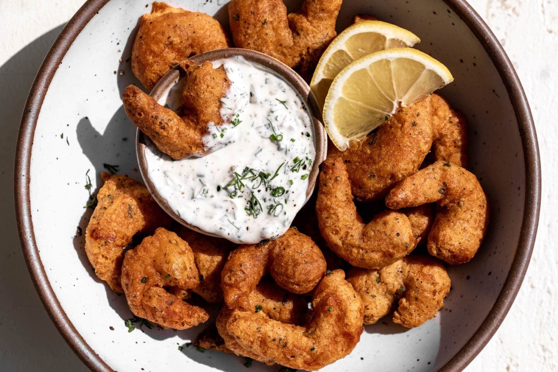 fried shrimp dipped in homemade tartar sauce.