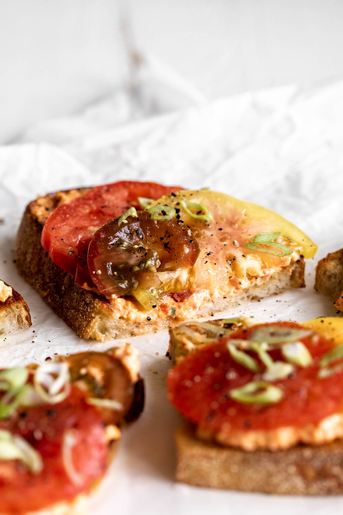 Pimento Cheese Toasts with Heirloom Tomatoes Cooking with Cocktail Rings