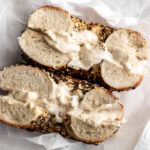 everything bagel with garlic confit cream cheese.