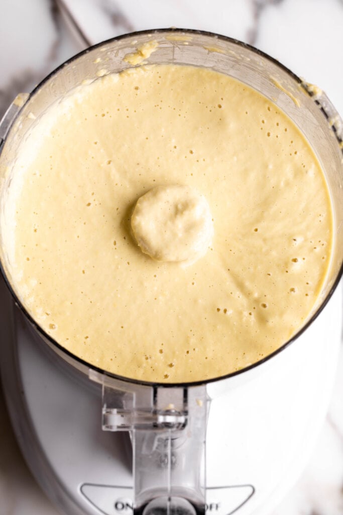 blended corn sauce in food processor