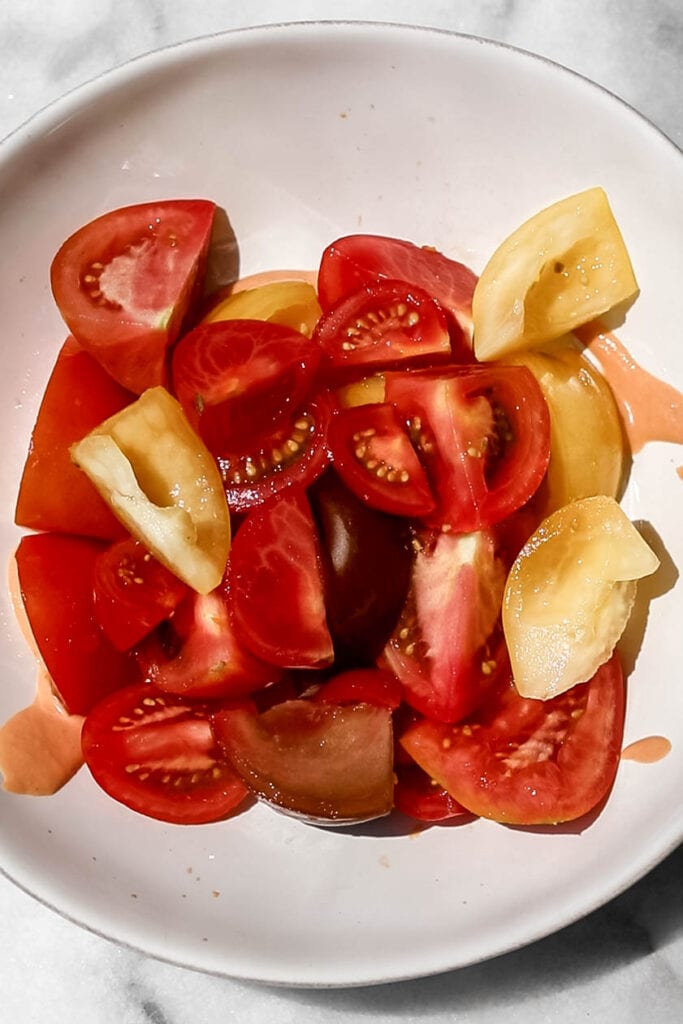 sliced tomatoes in a bowl