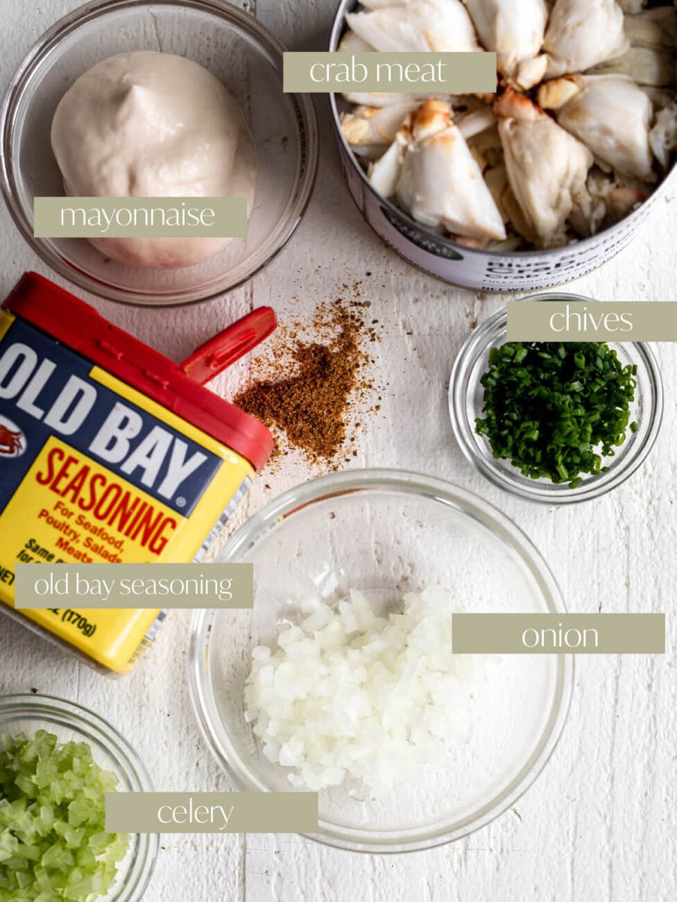 ingredients for crab melt.