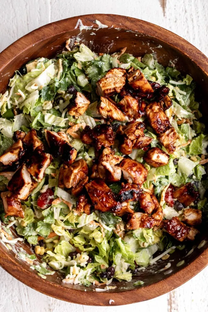 top view of BBQ Chicken Chopped Salad