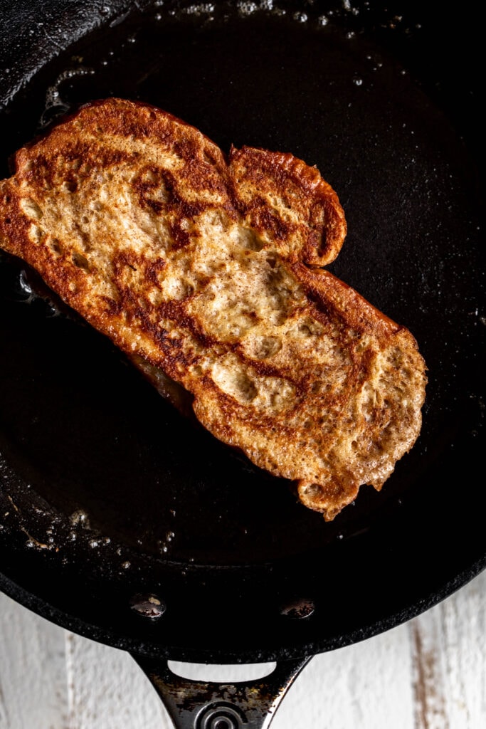 french toast cooked until golden brown in nonstick pan