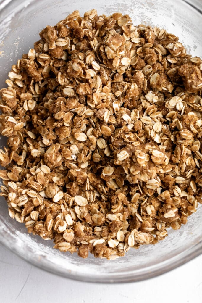 oat topping in mixing bowl.
