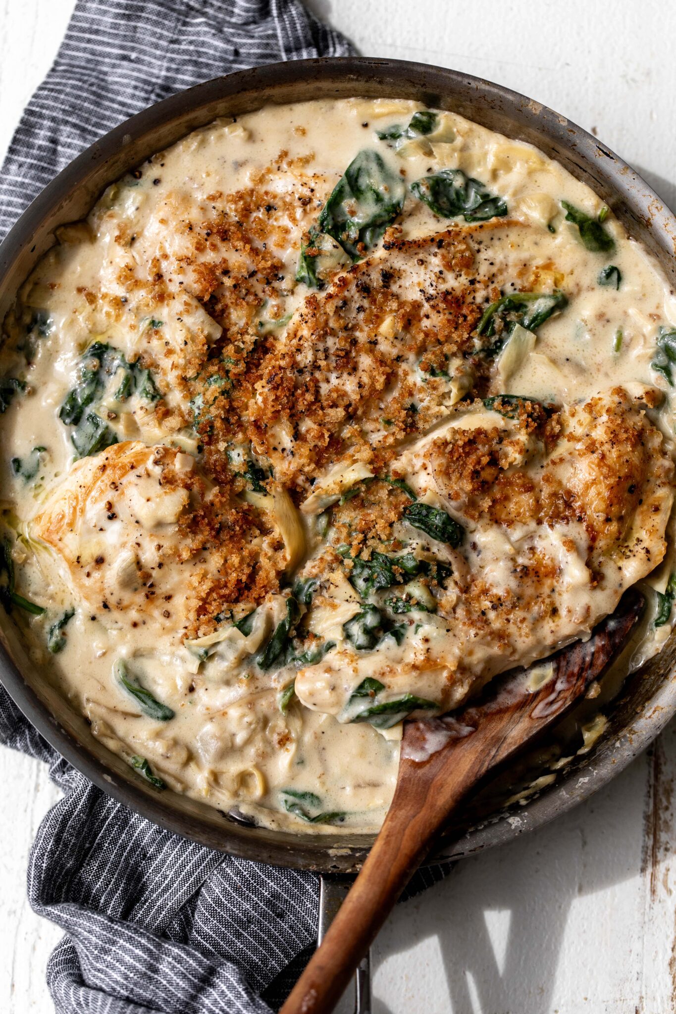 Spinach Artichoke Chicken Cooking with Cocktail Rings