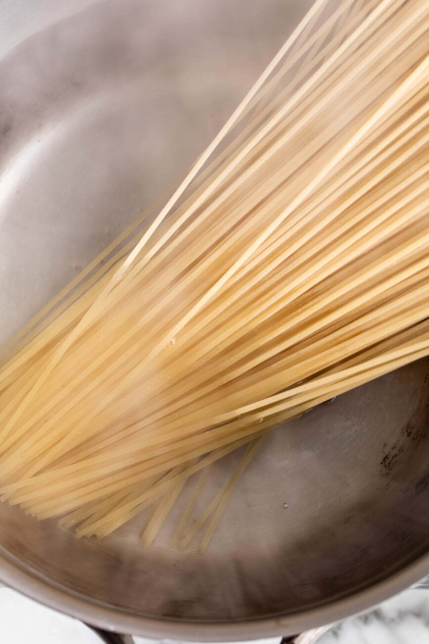 cooked spaghetti pasta.