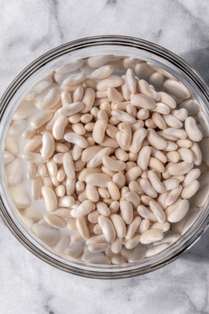 soaked beans for Brothy White Beans.