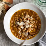 Brothy White Beans with parmesan cheese.