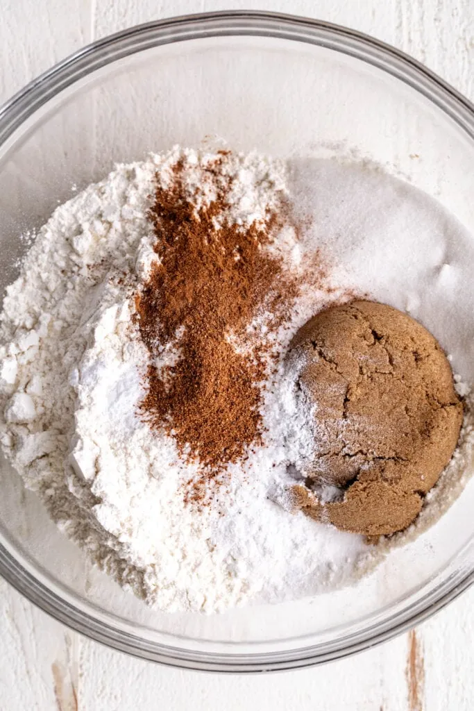 mixed dry ingredients for Fried Apple Cider Donuts