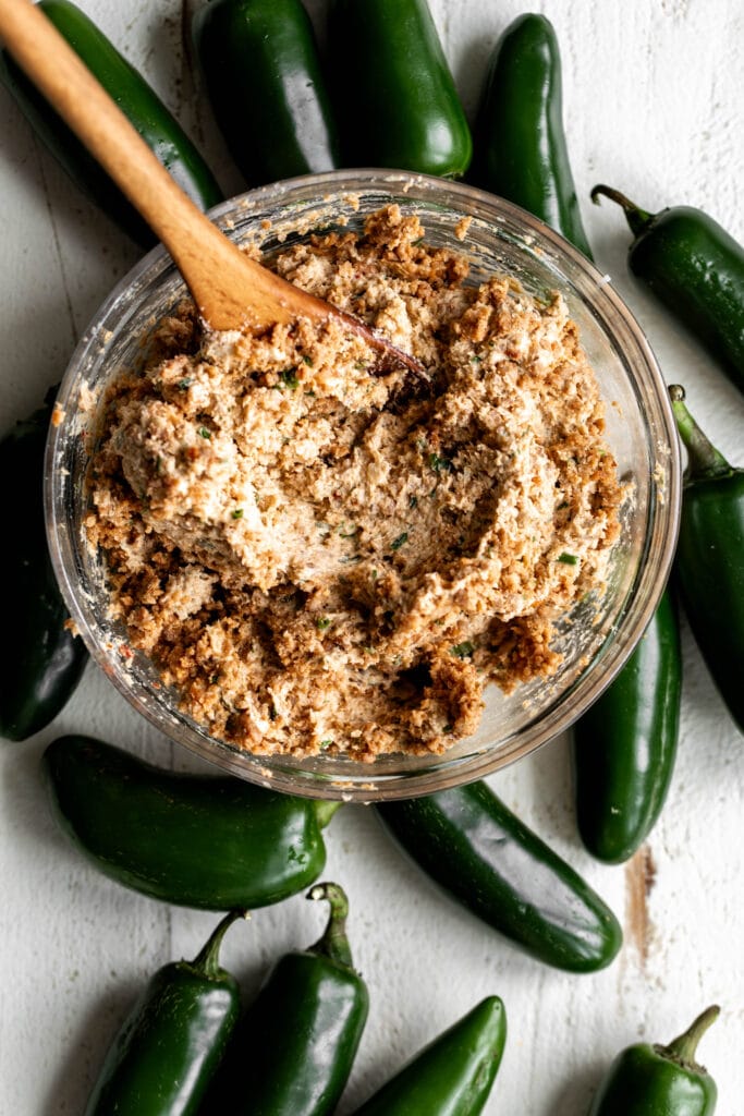 mixed filling for Spicy Sausage Jalapeño Poppers.