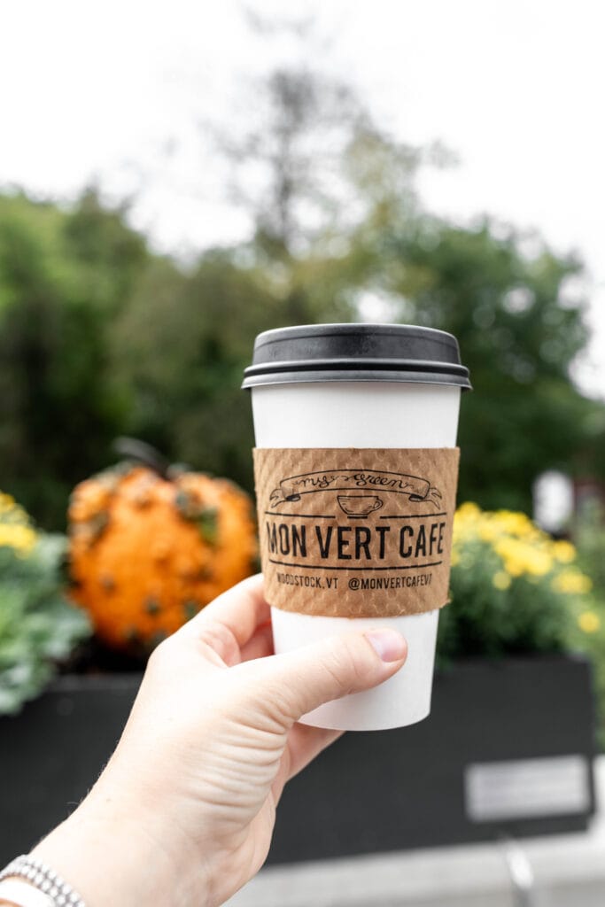 coffee at Mon Vert Cafe during a Getaway in Woodstock, Vermont.