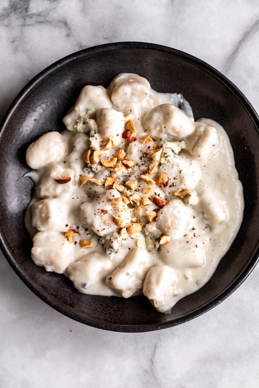 Gnocchi in Blue Cheese Cream Sauce.