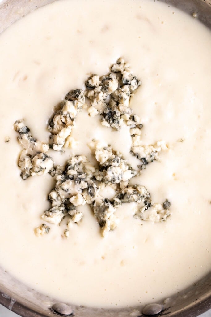 bechamel with blue cheese crumbles.