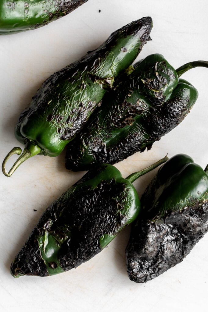 steamed poblano chilies.