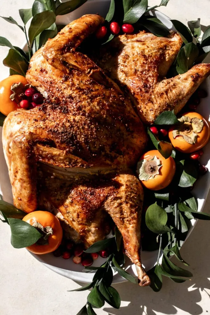served spatchcock turkey