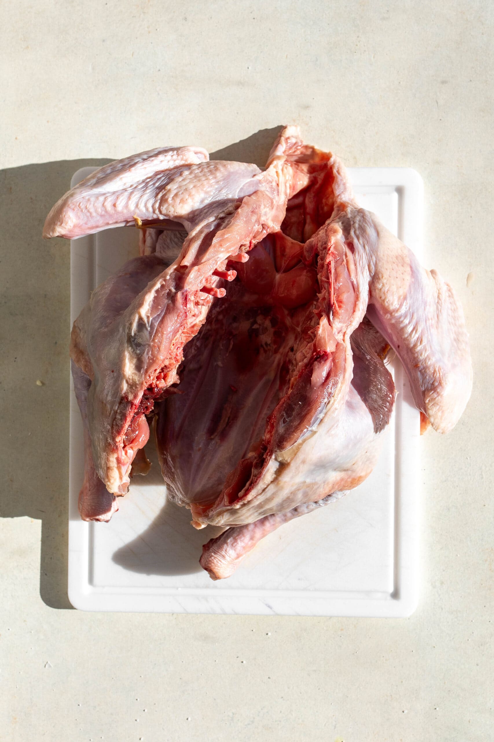 how to spatchcock a whole turkey backbone removed.