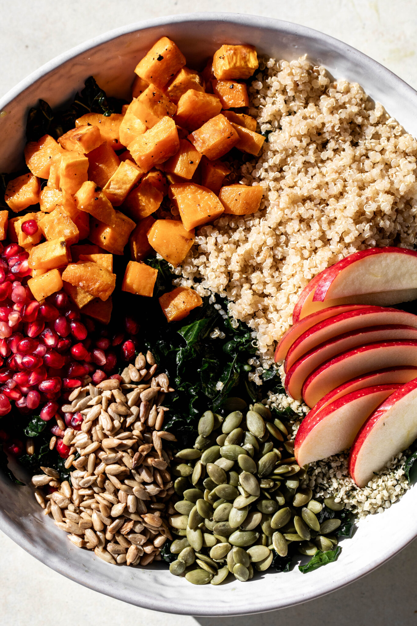 Kale Harvest Grain Bowl Cooking with Cocktail Rings