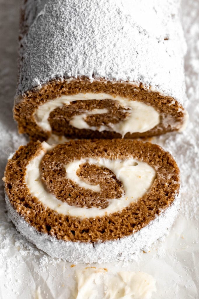 Pumpkin Roll with Cream Cheese Frosting.